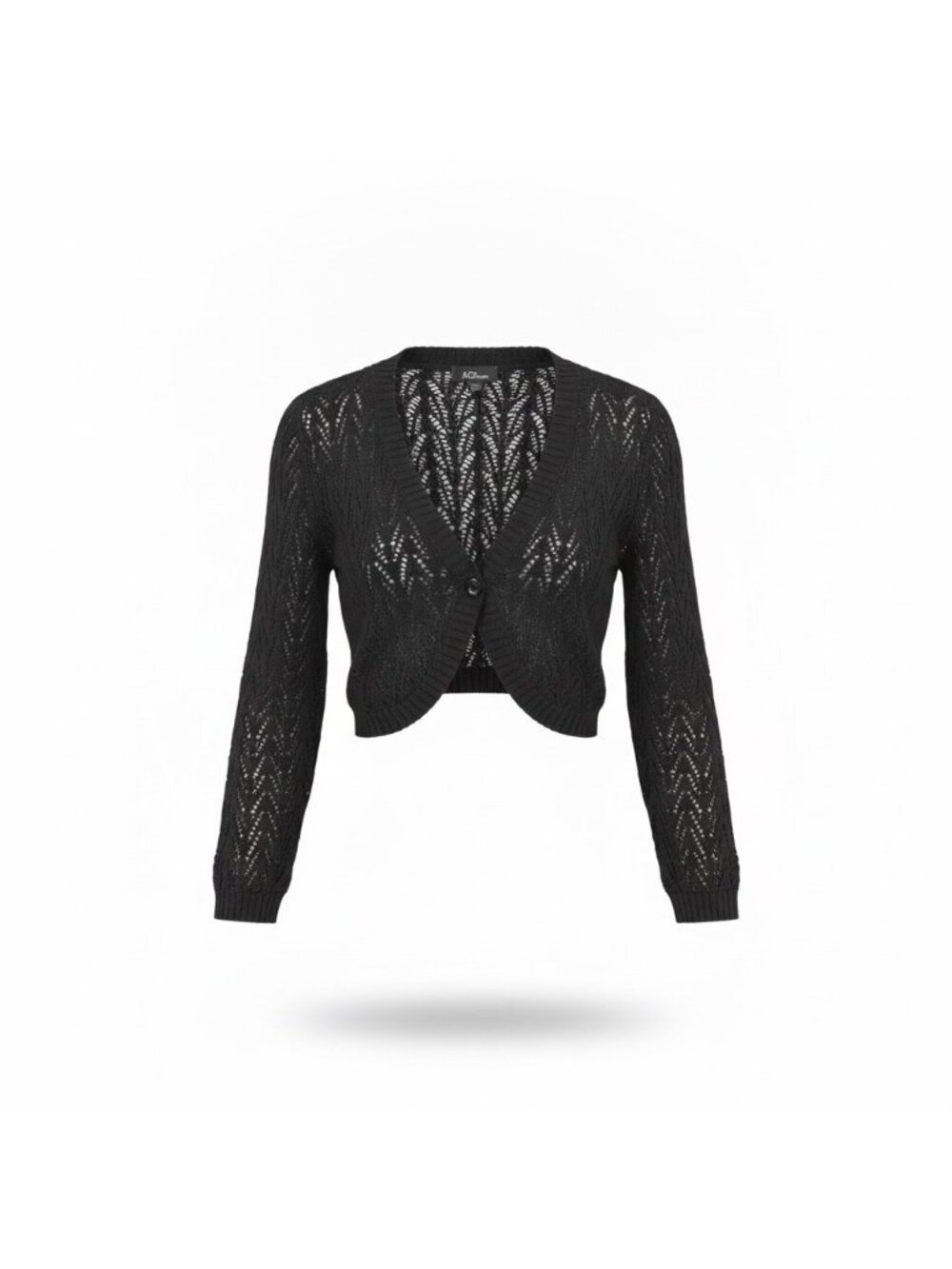 AGB Womens Black Knit Cropped Cardigan Lightweight Sweater Size L